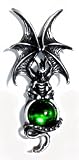 Majestic Dragon Pin with Green Swarovski Crystal