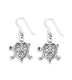 .925 Sterling Silver Turtle Tortoise Charm Earrings