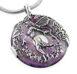 Detailed Sterling Silver Dancing Forest Fairy Among the Leaves and Stars on Genuine Amethyst Donut Slide Pendant