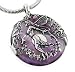 Detailed Sterling Silver Dancing Forest Fairy Among the Leaves and Stars on Genuine Amethyst Donut Slide Pendant