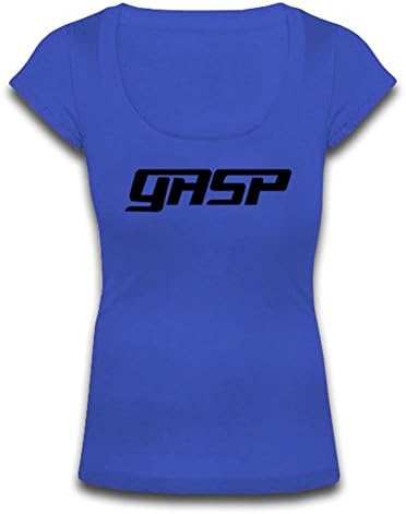 Ladies' Women's Scoop Neck T-shirt A0415 Gasp Printed (M, Royal Blue)
