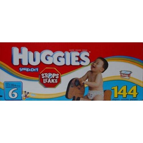 Huggies Size 6 (35+ Lbs)   Value Size 144 Diapers!