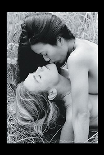 Lesbian Lovers Embrace in Nature. Black & White Art Poster Print. 22