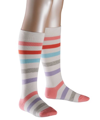 FALKE Unisex - Kinder Kniestrumpf  11820 New Stripe KH, Gr. 31-34, Wei&szlig; (offwhite-candy 20 Preisvergleich