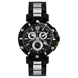 Burett Men's B4203LBSG Continent Collection Black and Stainless Steel Chronograph Diver Watch