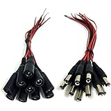 Makerfire&reg; 10 Male 10 Female Red Black DC Power Adapter CCTV DVR Camera Lead Plug Pigtail Cable