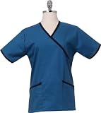 Chef Works FESS-TEA-XXS Women's Medical Scrub Top, Teal/Navy, XXS