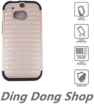 HTC M8 Case,[Anti-Scratch][Shockproof][Drop Resistant] HTC M8 Case Studded Rhinestone Crystal Bling Dual Layer Hybrid Armor Protection Cover for HTC M8 (Gold)