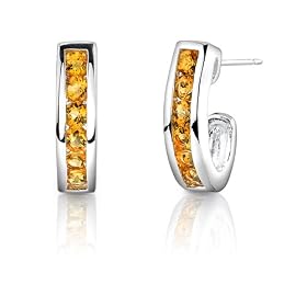 Buy 0.75 Carats Round Cut Citrine Earrings in Sterling Silver by Peora