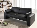 Ella Cube Black Faux Leather Futon Sofa Bed & Cushions - Back in Stock with Improvments!