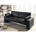 Ella Cube Black Faux Leather Futon Sofa Bed & Cushions - Back in Stock with Improvments!