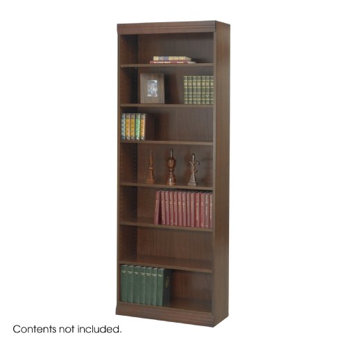 Safco 7-Shelf Reinforced Baby Veneer Bookcase, Walnut