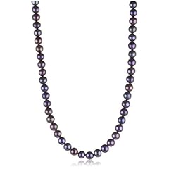 Bella Donna Damen Perlenkette 925/000 Silber S��wasserzucht-Perlen schwarz 7,0 - 7,5 mm 43 cm 100902