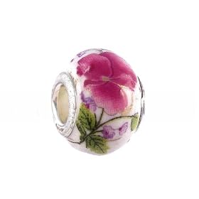 Pandora Style Charm Bead (Z62) Murano Lampwork Glass (14mm x 10mm) (fits Troll too)