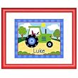 Olive Kids Trains Planes & Trucks Personalized Tractor Framed Print (Red)