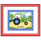 Trains, Planes and Trucks Personalized Tractor Print (red)