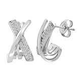 Sterling Silver Diamond Fashion J-Hoop Earrings (1/4 cttw, H-I Color, I2-I3 Clarity)