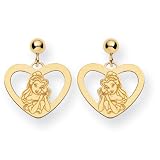 14k Disney Belle Heart Dangle Post Earrings - JewelryWeb