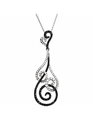 14K White Gold Black and White Diamond Necklace - 1.33 Ct. -- LIFETIME WARRANTY