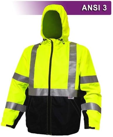 Reflective Apparel Factory Hooded Windbreaker Jacket Safety Coat VEA-405-ST