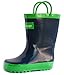 OAKI Kids Rubber Rain Boots with Easy-On Handles, Navy Blue, 11T US Toddler