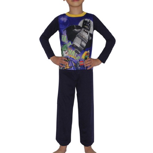  2 PCS SET: Boys Or Girls Lego BATMAN Series Finest Sleepwear Pajama Top with cape & Pants Set - Blue & Purple