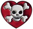 Mens Red Heart Skull and Crossbones Metal Belt Buckle Mens Red Heart Skull and Crossbones Metal Belt Buckle