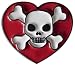 Mens Red Heart Skull and Crossbones Metal Belt Buckle
