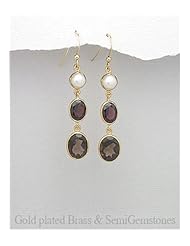 Fresh Water Pearls Earrings In Brass