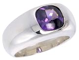 Sterling Silver 1.9 Carat Size Brilliant Cut Amethyst Colored CZ Solitaire Ring (Available in Sizes 6 to 13)