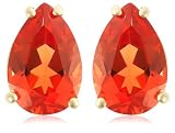 10k Yellow Gold Pear Shaped Lab Created Padparadscha Earrings