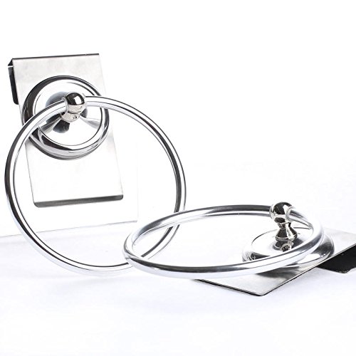 Pair of Shiny Silver Cabinet Door Instant Towel Mounts for Home Decor