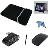 EEEKit Starter Kit for Lenovo IdeaPad Yoga 11s 11.6-Inc Convertible Touchscreen Ultrabook, Protective Soft Sleeve Case Bag + 3 Port USB Hub + 2.4G Wireless DPI Switch Mouse Black + Stylus Pen