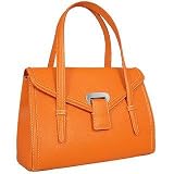 Buti Orange Embossed Leather Satchel Bag