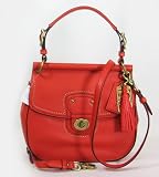 NEW AUTHENTIC COACH LEATHER NEW WILLIS SHOULDER HANDBAG (Vermillion/Brass)
