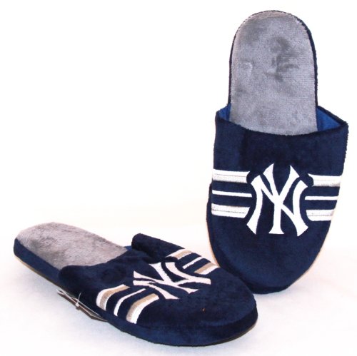 New York Yankees 2011 MLB Team Logo Stripe Slide Slippers House Shoes - Medium