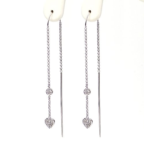 14KWG Diamond Heart Threader Earrings