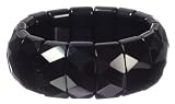 12x25mm Black Onyx Faceted Beaded Stretch Bracelet