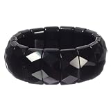 12x25mm Black Onyx Faceted Beaded Stretch Bracelet