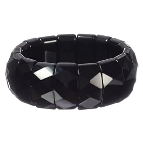 Buy 12x25mm Black Onyx Faceted Beaded Stretch Bracelet by Amazon.com Collection