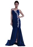 Moonar Chiffon Strapless Sweetheart Straight Prom Formal Gown Party Bridesmaid Wedding Dress Blue Size 14
