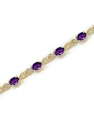 14kt Yellow Gold Oval Amethyst and Diamond Bracelet