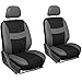 OxGord 21pc Black & Gray Flat Cloth Seat Cover and Carpet Floor Mat Set for the Toyota Camry Coupe, Airbag Compatible, Split Bench, Steering Wheel Cover Included