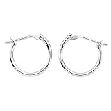 14K White Gold 12 MM Children's Click Hoop Earrings