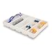 TrippNT 50054 White Polystyrene Plastic Drawer Organizer, 5 Compartments, 16.8" Width x 2.4" Height x 12.9" Depth