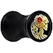 Body Candy Black Acrylic Red Rose Skeleton Saddle Plug Pair (5mm to 20mm)