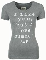 Abercrombie & Fitch Womens T-Shirt Crew Neck Grey Summer