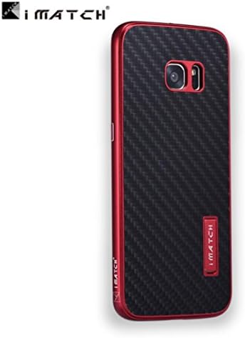 Amstreak Galaxy S7 Edge Case Luxury Ultra Thin Premium Metal Frame Real Carbon Fiber Protective Stand Case