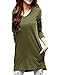 Allegra K Women's V Neck Pocket Side Slit Long Sleeves Tops Tunics Green XL US 18