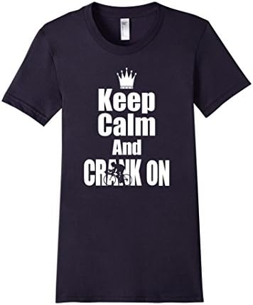 Women's Keep Calm and Crank On Cycling Bicycle T Shirt XL Navy